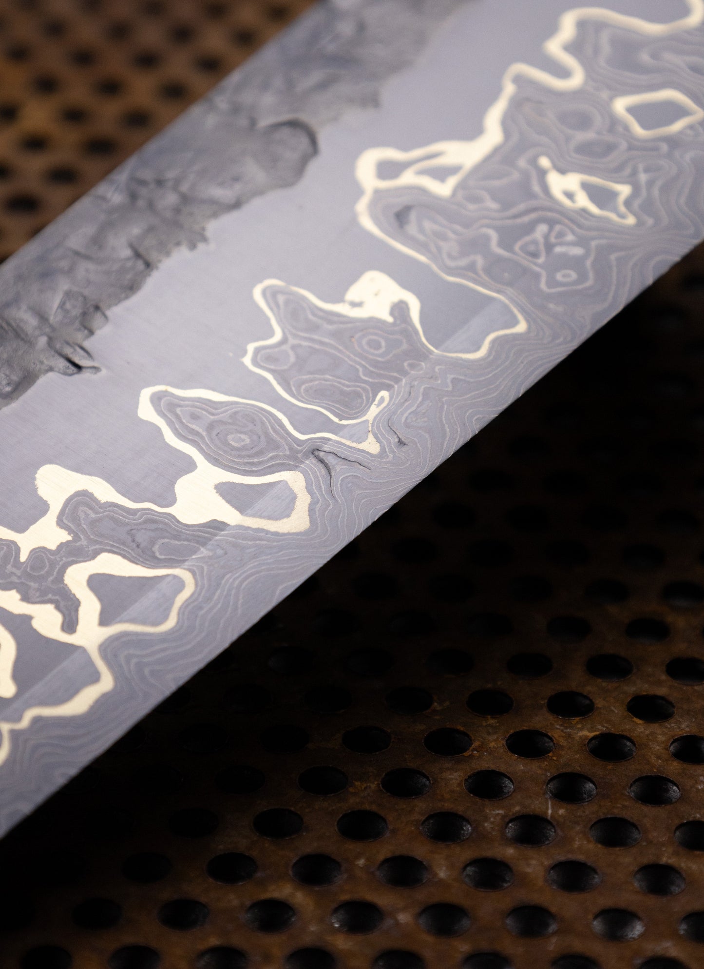 180mm brass mai damascus nakiri