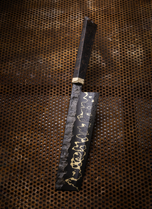 180mm brass mai damascus nakiri