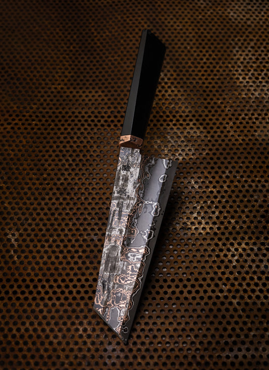 180mm copper damascus bunka