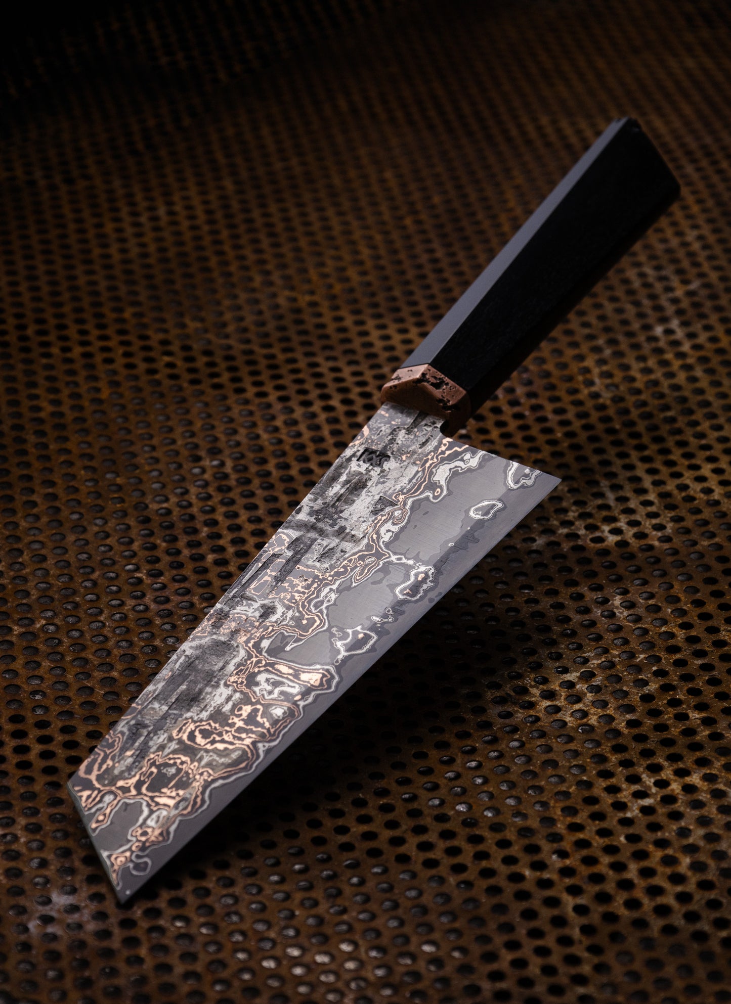 180mm copper damascus bunka