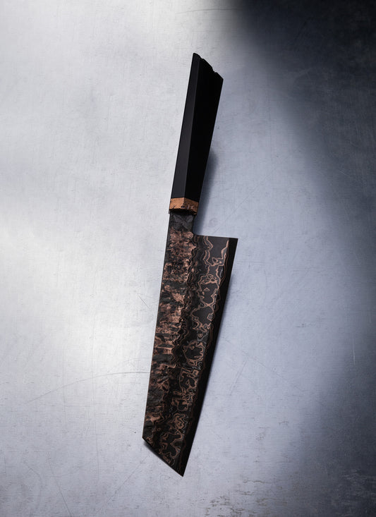 185mm copper damascus bunka