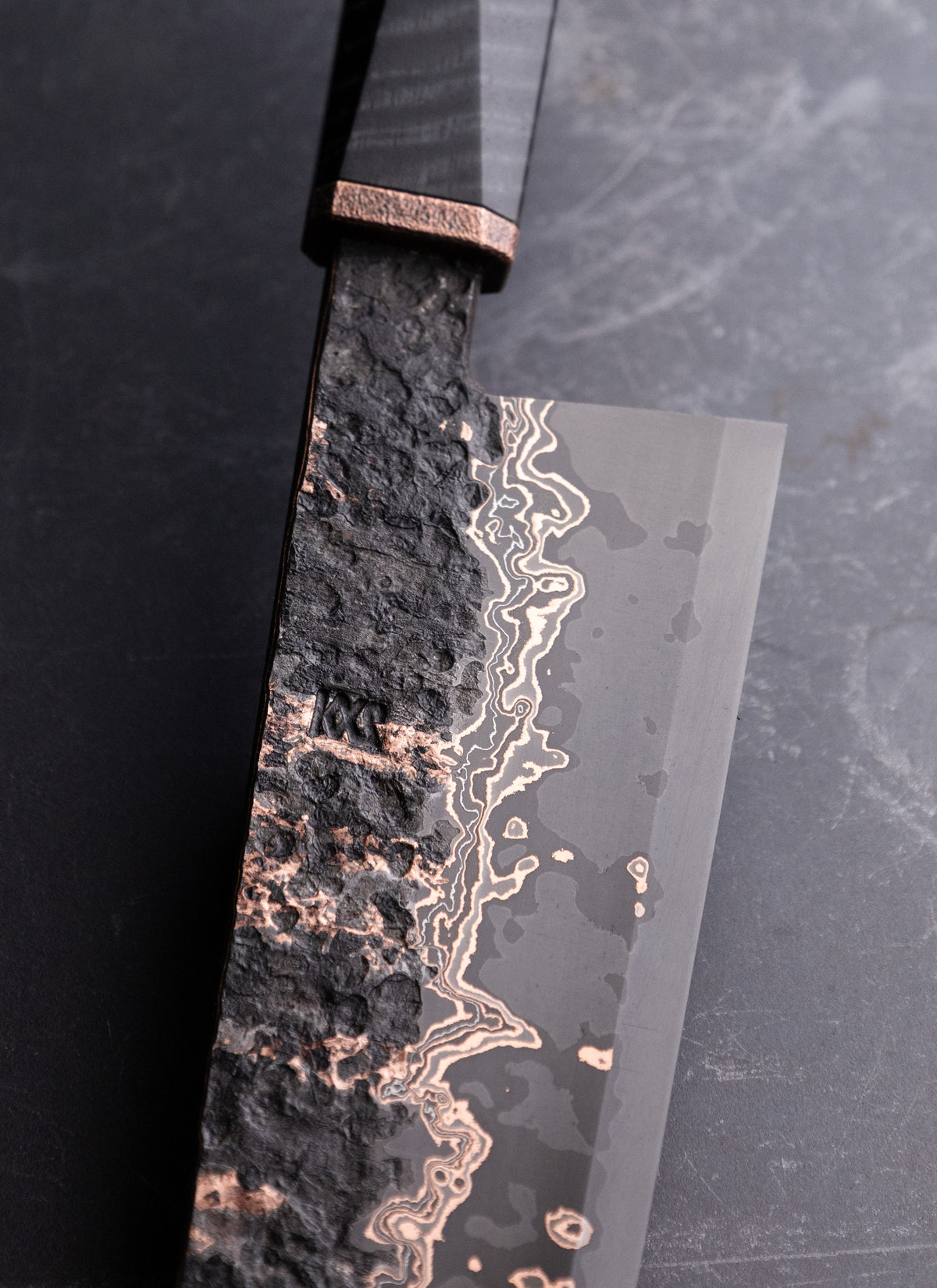 195mm copper damascus nakiri